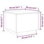 vidaXL Table basse avec lumières LED chêne fumé 50x50x40 cm