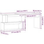 Bureau vidaXL Noir Chêne 200x50x76 cm en bois d'ingénierie