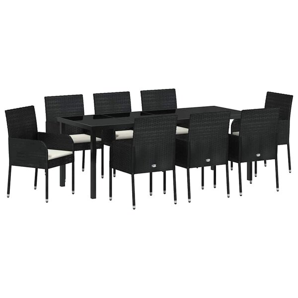 vidaXL Ensemble de salle à manger pour jardin 9 pc Noir polyrotin