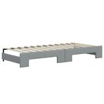 vidaXL Lit de jour avec gigogne et tiroirs gris clair 90x200 cm tissu