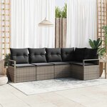 vidaXL Ensemble de canapé de jardin avec coussin 5 Pièces Gris