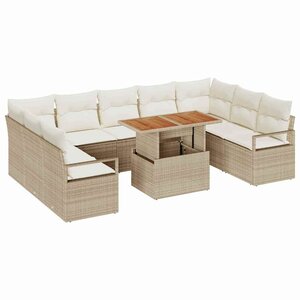 vidaXL Ensemble de canapé de jardin avec coussin 10 Pièces Beige et crème