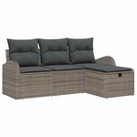 vidaXL Ensemble de Canapés avec coussin 4 Pièces Gris polyrotin
