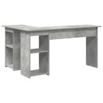 vidaXL Bureau gris béton Gris béton Panneau de particules Bureau d'ordi