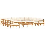 vidaXL Salon de jardin avec coussins 10 Pièces bois d'acacia solide