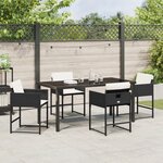 vidaXL Ensemble de salle à manger de jardin 5 pièces avec coussins en rattan poly noir