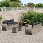vidaXL Ensemble de canapé de jardin 9 Pièces Gris polyrotin