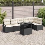 vidaXL Ensemble de canapé de jardin 7 Pièces Noir Poly rotin