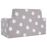 vidaXL Canapé pour enfants à 2 places Gris clair étoiles Peluche douce