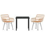 vidaXL Ensemble de Salle à Manger de Jardin 3 Pièces en Rattan Poly Brun