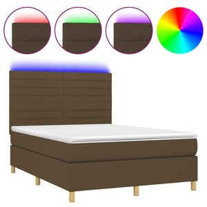 vidaXL Sommier à lattes de lit matelas et LED Marron foncé 140x200 cm