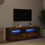 vidaXL Meuble TV avec lumières LED Chêne fumé 120x35x40 cm