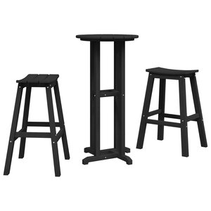 Ensemble de jardin vidaXL 3 pièces en HDPE noir