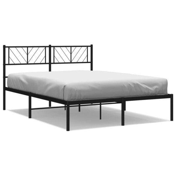 vidaXL Cadre de lit métal avec tête de lit noir 140x190 cm
