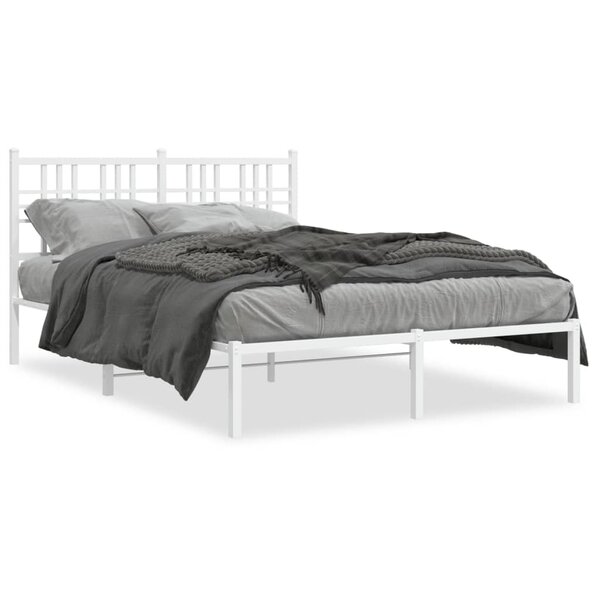 vidaXL Cadre de lit métal sans matelas et tête de lit blanc 140x200 cm