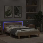 vidaXL Cadre de lit avec LED sans matelas chêne sonoma 120x200 cm