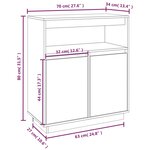 vidaXL Buffet Blanc 70x34x80 cm Bois massif de pin
