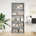vidaXL Bibliothèque gris béton 80x30x189 cm bois d'ingénierie