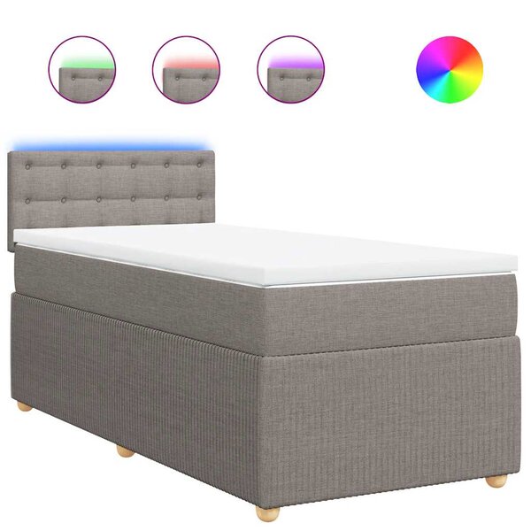 vidaXL Sommier à lattes de lit avec matelas Taupe 90x200 cm Tissu