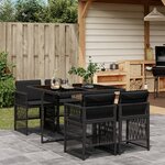vidaXL Ensemble à manger de jardin coussins 5Pièces Noir Résine tressée