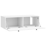 vidaXL Meuble TV mural Montage mural Blanc brillant 98 x 41 x 30 cm