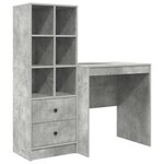 vidaXL Bureau avec rangement 2 Pièces Gris béton 70 x 50 x 76 cm