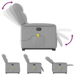 vidaXL Fauteuil de massage inclinable gris nuage tissu