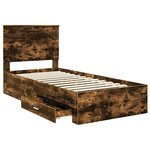 vidaXL Cadre de lit Chêne fumé 90 x 200 cm Bois d'ingénierie