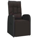 vidaXL Chaise inclinable de jardin avec coussins noir résine tressée