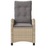vidaXL Chaise inclinable de jardin coussins mélange beige poly rotin