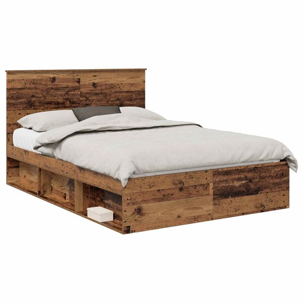 vidaXL Cadre de lit Bois ancien 135 x 190 cm Bois de pin massif