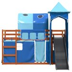 vidaXL Lit superposé sans matelas avec toboggan et rideaux 90x200 cm