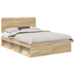 vidaXL Cadre de lit Chêne Sonoma 150 x 200 cm Bois de pin massif