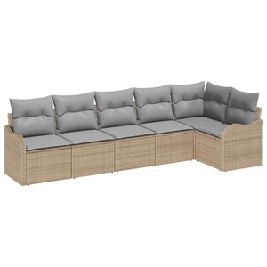 vidaXL Ensemble de canapé de jardin 6 Pièces Beige polyrotin
