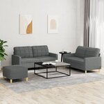vidaXL Ensemble de canapés 3 Pièces avec coussins Gris foncé Tissu