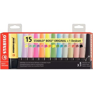 Set de bureau 15 surligneurs Boss assortis