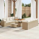 vidaXL Ensemble de canapé de jardin avec coussin 11 Pièces Beige  Crème