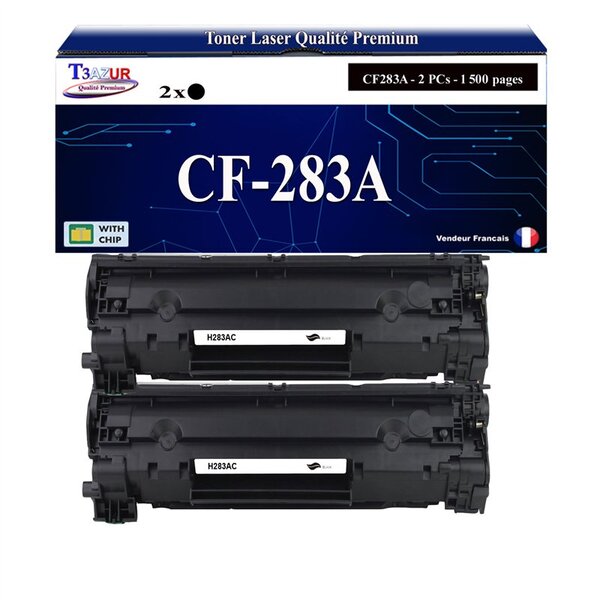 T3AZUR -2x Toners compatibles avec HP CF283A (83A) pour HP LaserJet Pro M201dw  M201n  M125a  M125nw  M127fn  M127fw  M225dn  M225dw