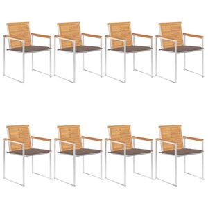 vidaXL Chaises de jardin lot de 8 avec coussins Bois de teck massif