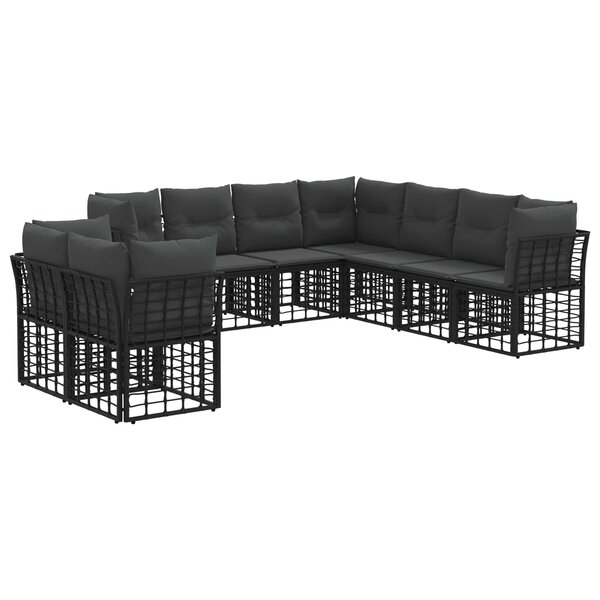vidaXL Ensemble de canapés d'extérieur Noir Polyester