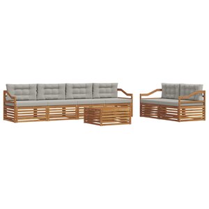 vidaXL Ensemble de canapés d'extérieur 7 Pièces Gris Naturel et Clair