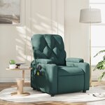 vidaXL Fauteuil inclinable de massage vert foncé tissu