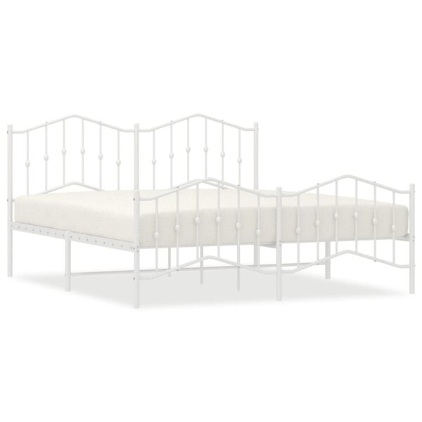 vidaXL Cadre de lit métal sans matelas et pied de lit blanc 160x200 cm