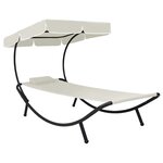 vidaXL Chaise longue de jardin avec auvent et oreiller Blanc crème
