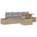 vidaXL Ensemble de salle à manger de jardin 5 pièces avec coussins en poly rotin beige et acacia