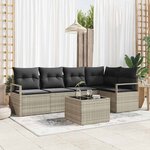 vidaXL Ensemble de canapé de jardin avec coussin 6 Pièces Gris clair