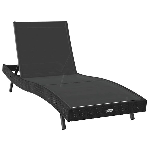 vidaXL Chaise longue Noir 70 x 197 x 82 cm Rattan synthétique  métal