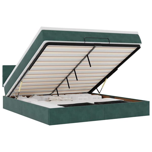 VidaXL Cadre de lit ottoman avec matelas vert foncé 160x200 cm velours