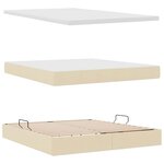 vidaXL Lit de rangement LED avec matelas Crème 160 x 200 cm Tissu