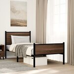vidaXL Cadre de lit en métal sans matelas chêne marron 90x200 cm